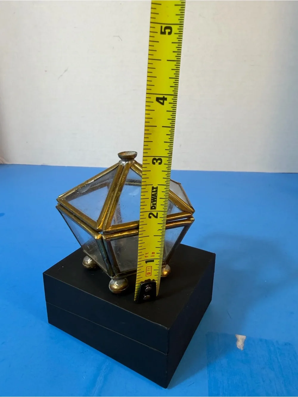 Vintage MCM Glass & Brass Display Terrarium, Jewelry, Trinket